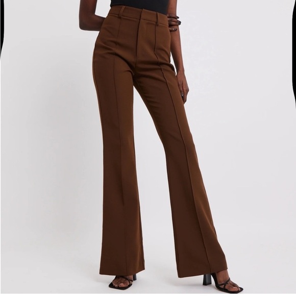 NWT Boa Wide Leg Full Length High Waist Suit Trouser Pants M Chocolate Brown - Picture 1 of 12